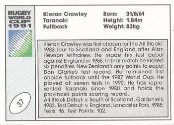 1991 Regina Rugby World Cup #37 Kieran Crowley Back